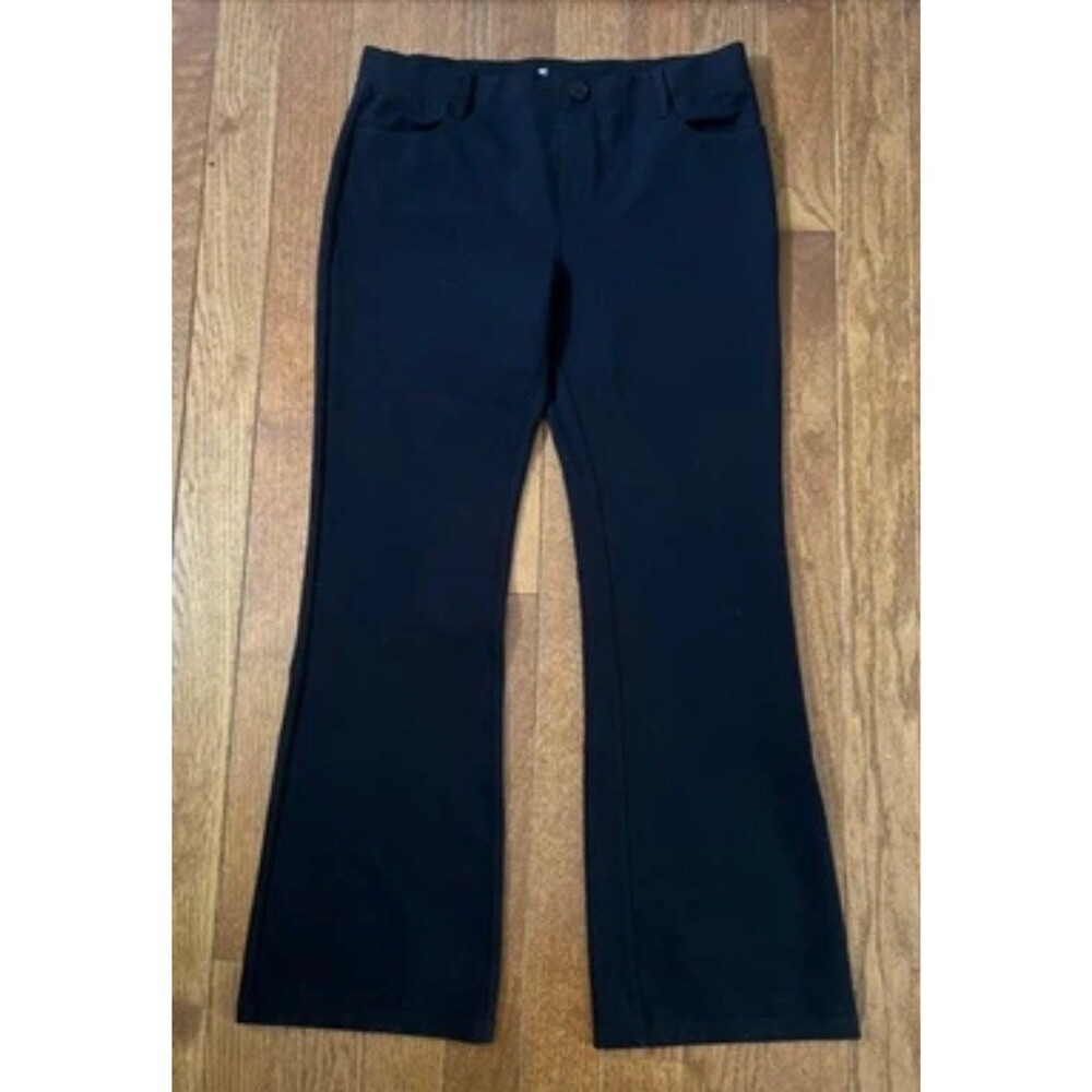 NEW Stelle Woman’s Size Large Black Pull On Dress Pants Bootcut Stretch Pockets